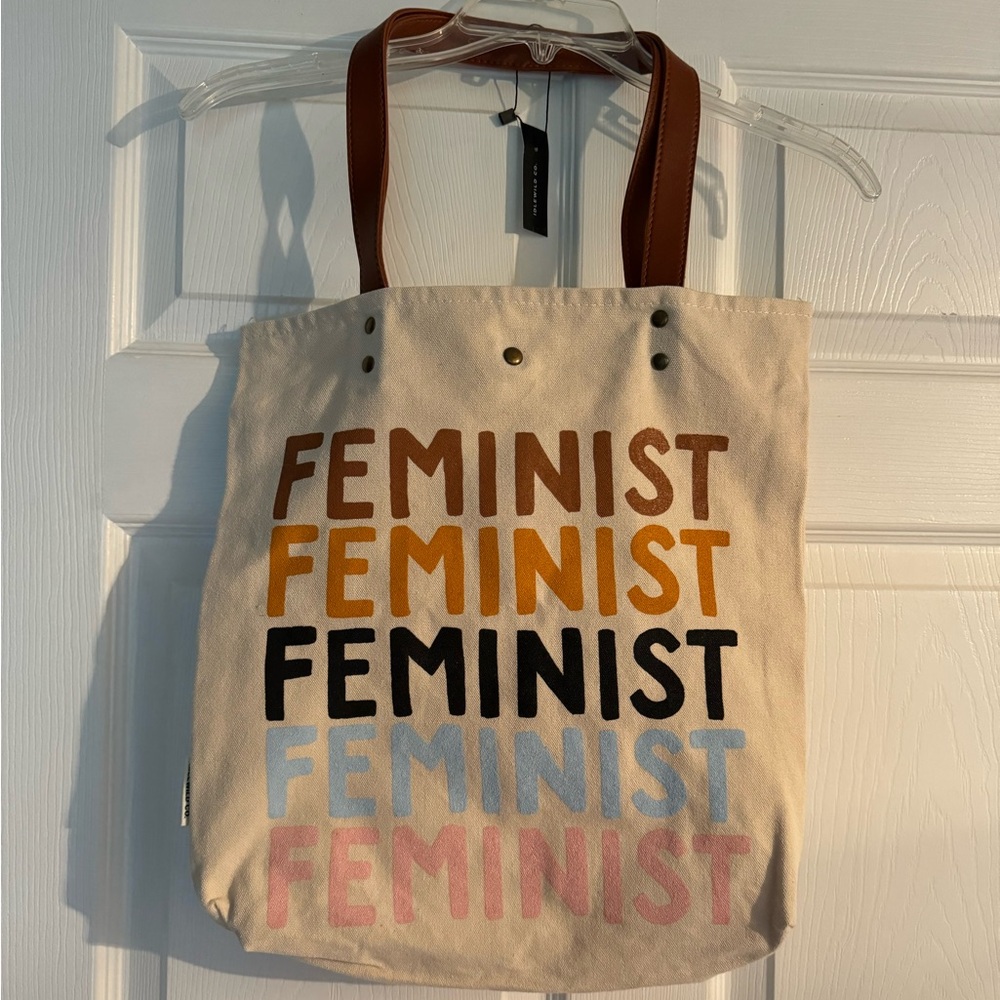 Feminist Idlewild Co Shoulder Tote Bag with Pocket and Snap Closure NEW NWT